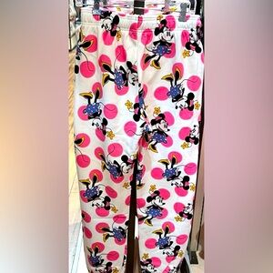 Disney Parks Minnie Mouse Pink & White Polka Dot Sweat Pants Joggers Size L NWT
